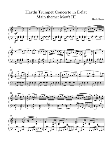 Haydn Trumpet Concerto mov't III, theme one (arr. Paul Taylor)