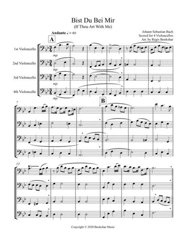 Bist Du Bei Mir (Violoncello Quartet) (arr. Regis Bookshar)