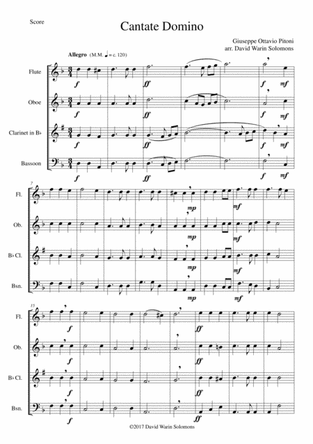 Cantate Domino for wind quartet (arr. David Warin Solomons)