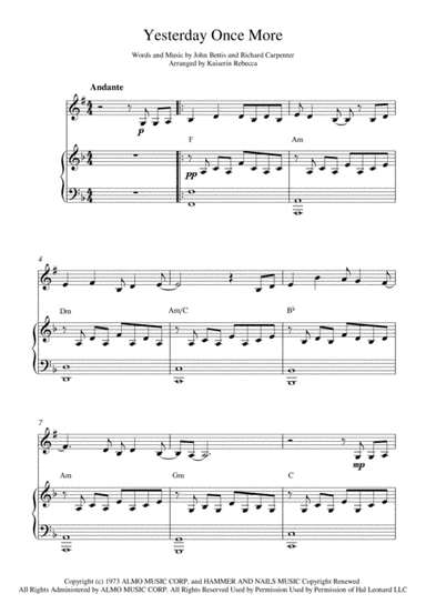 Yesterday Once More (arr. Kaiserin Rebecca)
