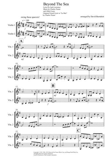 Beyond The Sea (arr. David Burndrett)
