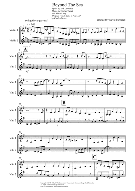 Beyond The Sea (arr. David Burndrett)