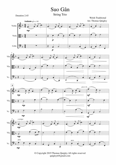 Suo Gân (arr. Thomas Quigley)