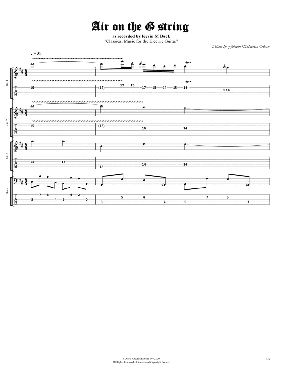 Orchestral Suite No. 3: "Air on the G String" (Arr. for Electric Guitar by Kevin M Buck) (arr. Kevin M Buck)