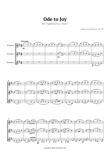 Ode to Joy by Beethoven for Trumpet Trio (arr. Ander)
