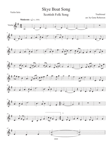 Skye Boat Song Violin Solo in G Major (arr. Gene Roberson)
