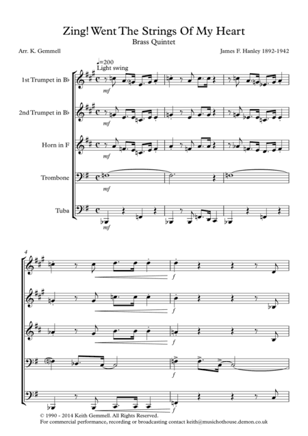 Zing! Went The Strings Of My Heart - Brass Quintet (arr. Keith Gemmell)