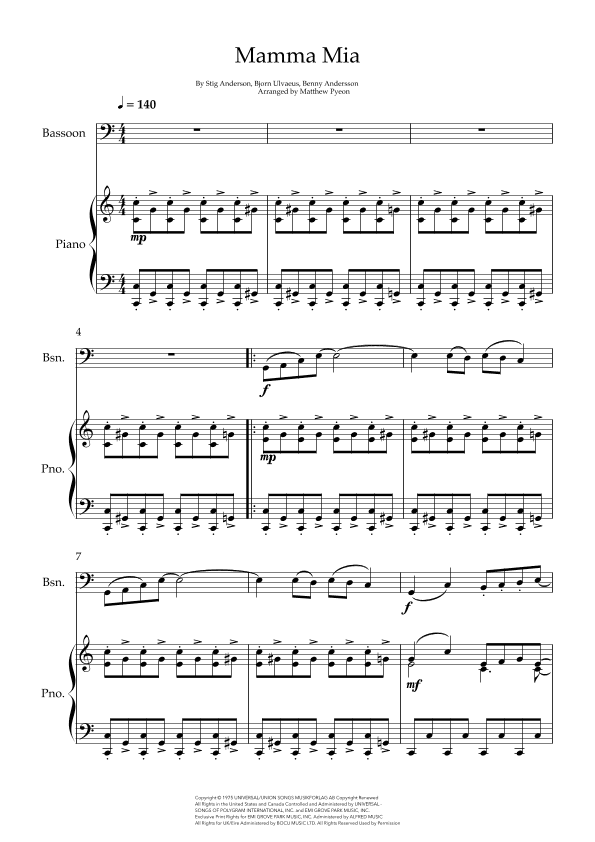 Mamma Mia (arr. Matthew pyeon)