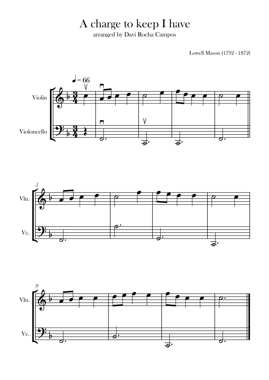A charge to keep I have (arr. Davi Rocha Campos)