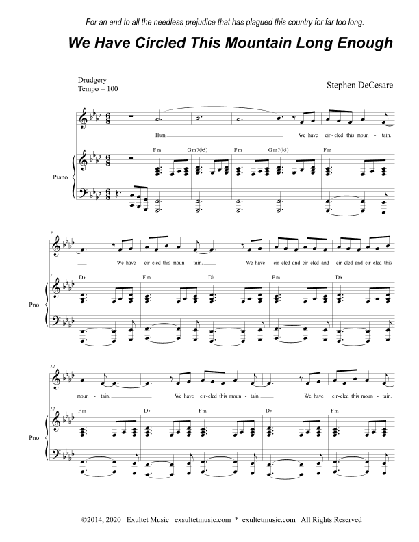 We Have Circled This Mountain Long Enough (for Unison choir)