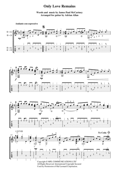 Only Love Remains (arr. Adrian Allan)