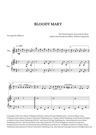 Bloody Mary (arr. Milanov)