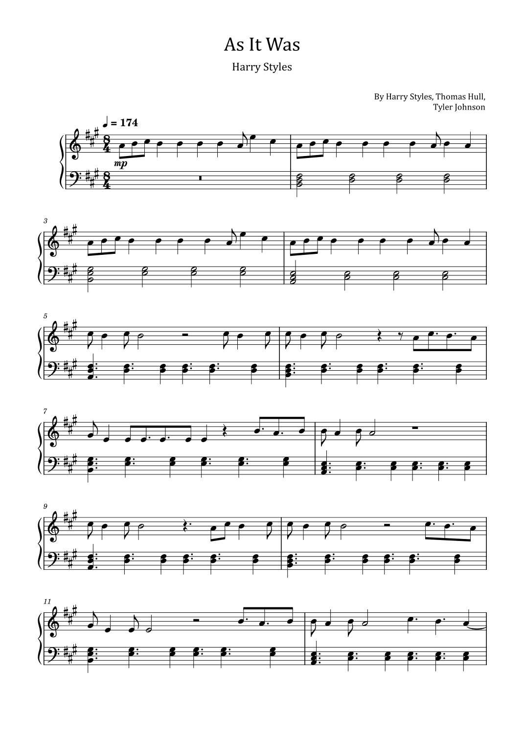 As It Was (arr. poon)