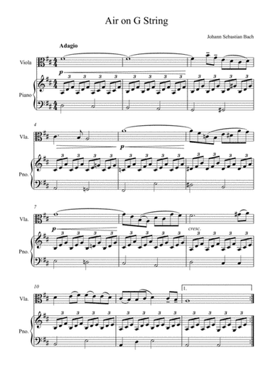 Johann Sebastian Bach - Air in G ( Piano and Viola Solo) (arr. André Laitano)