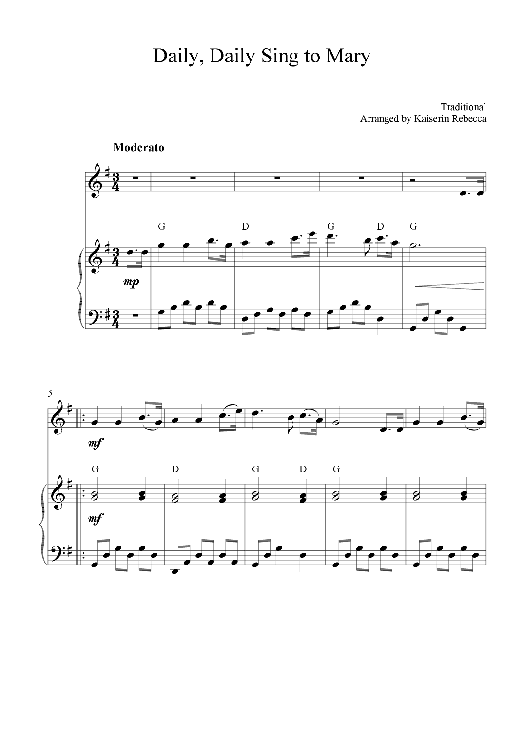 Daily, Daily Sing to Mary (arr. Kaiserin Rebecca)