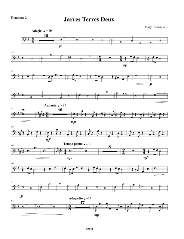 Jarres Terres Deux: TROMBONE 2 PART