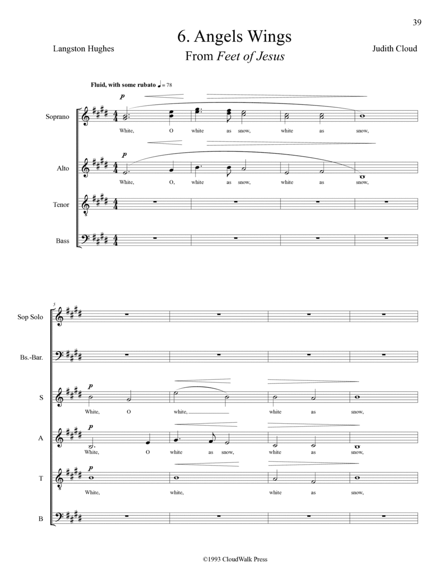 6. Angel’s Wings for Soprano and Baritone solos with a cappella choir from the cantata FEET OF JES