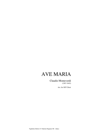 AVE MARIA - Claudio Monteverdi - Arr. for SST Choir (arr. Renato Tagliabue)