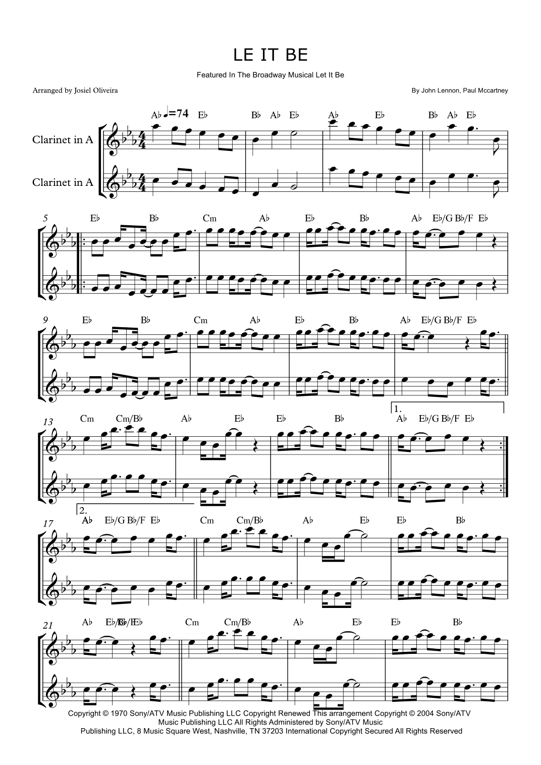 Let It Be (arr. Josiel Oliveira)