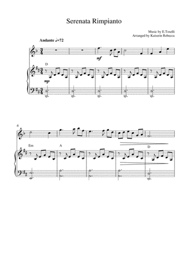 Serenata Rimpianto (Op.6 No.1) (arr. Kaiserin Rebecca)