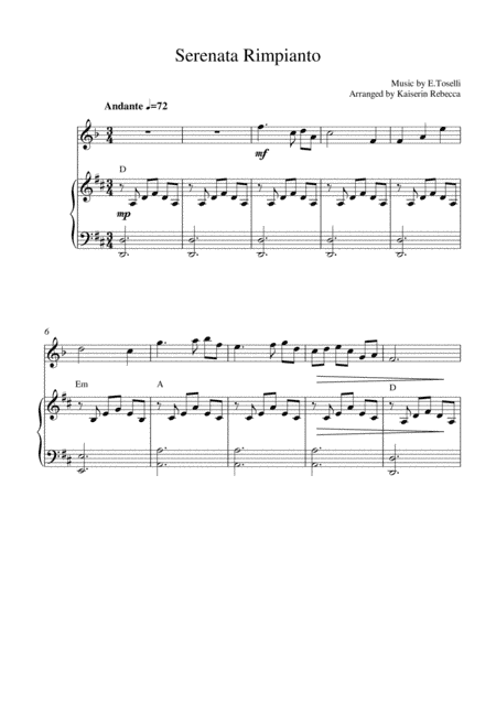 Serenata Rimpianto (Op.6 No.1) (arr. Kaiserin Rebecca)