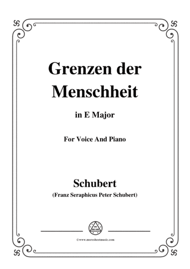 Schubert-Grenzen der Menschheit,in E Major,for Voice&Piano (arr. MSM)