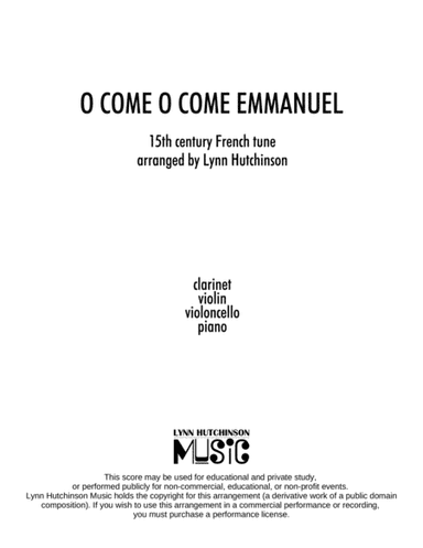 O Come O Come Emmanuel (clarinet / piano trio) (arr. Lynn Hutchinson)