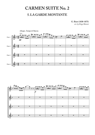 The Rising Guard from "Carmen Suite No. 2" for Flute Quartet (arr. Diego Marani)
