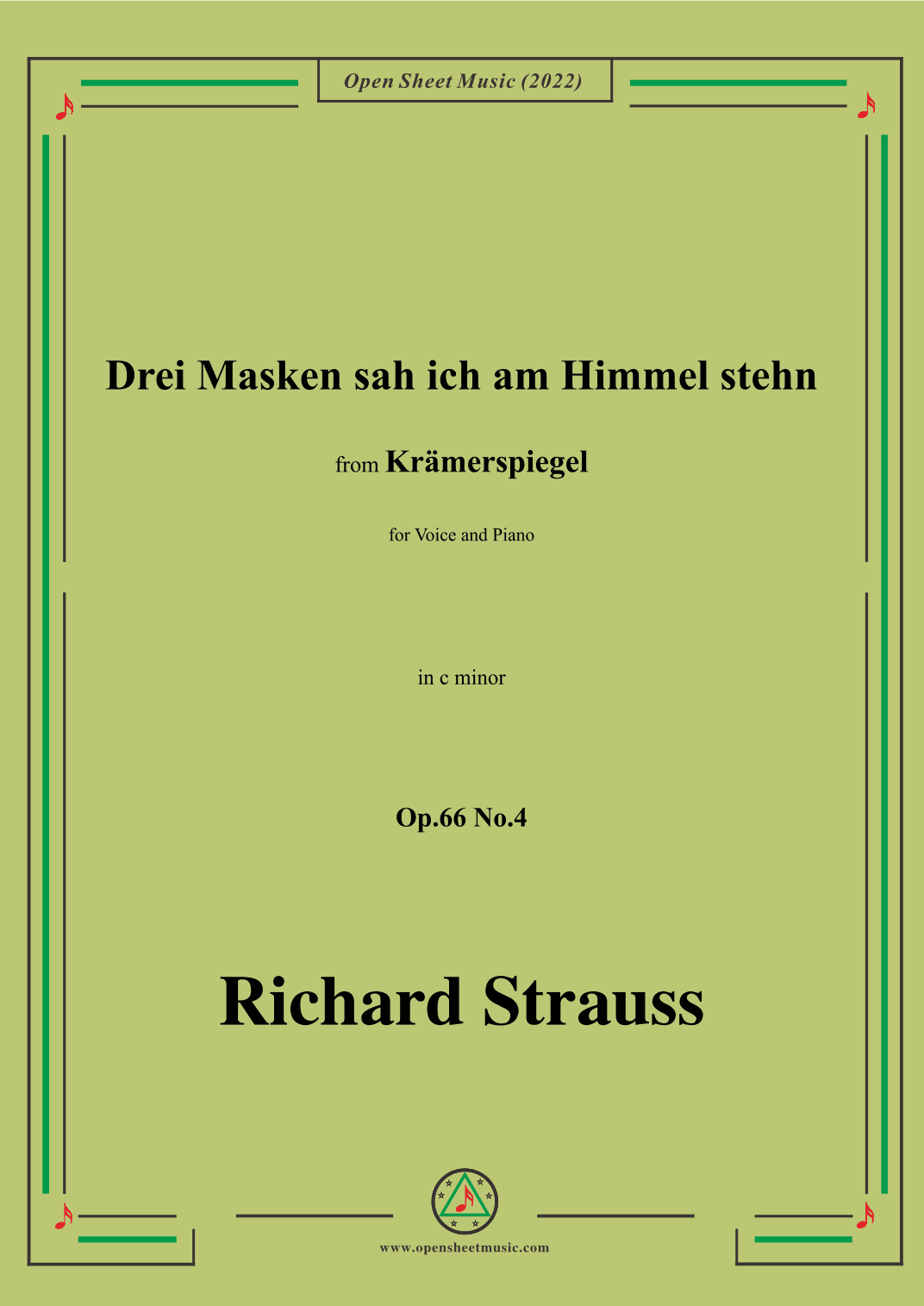 Richard Strauss-Drei Masken sah ich am Himmel stehn,in c minor,Op.66 No.4 (arr. OSM Press)