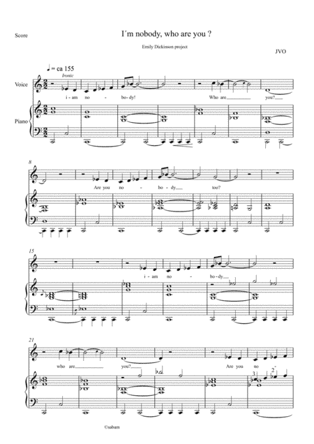 "I'm nobody, who are you" Emily Dickinson