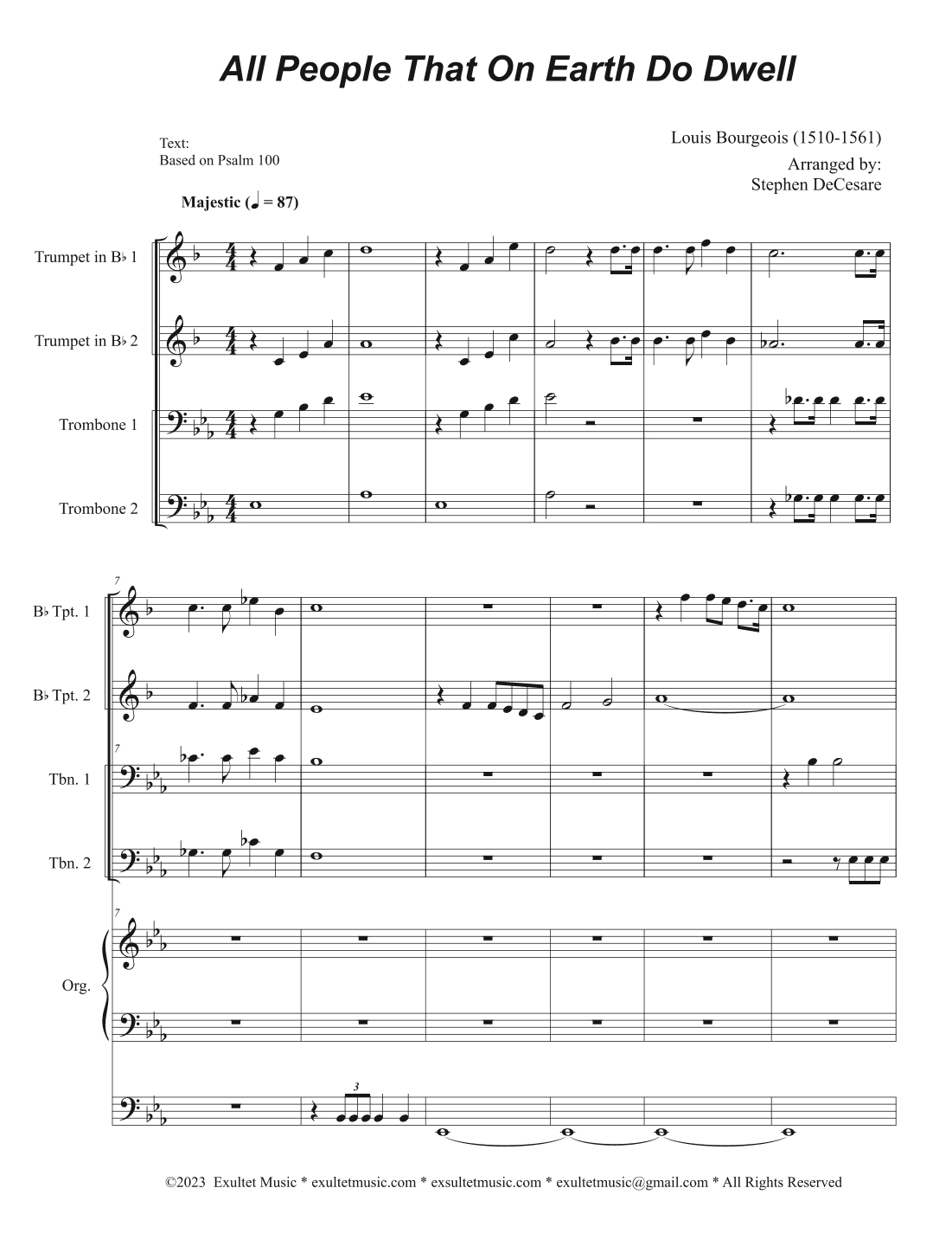 All People That On Earth Do Dwell (Vocal solo - Medium Key) (Full Score - Alternate) - Score Only (arr. Stephen DeCesare)