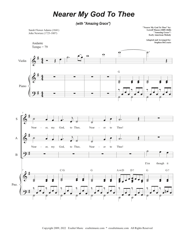 Nearer My God To Thee (with "Amazing Grace") (Vocal Trio - (SAB) (arr. Stephen DeCesare)
