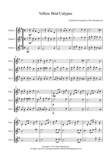 Yellow Bird Calypso - Violin Trio (arr. Ellen Macpherson)