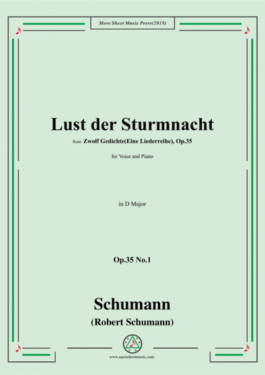 Schumann-Lust der Sturmnacht,Op.35 No.1 in D Major,for Voice&Pano (arr. MSM)
