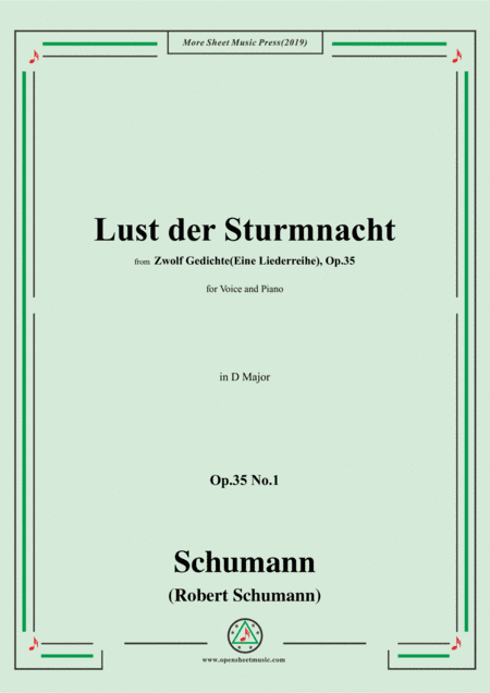 Schumann-Lust der Sturmnacht,Op.35 No.1 in D Major,for Voice&Pano (arr. MSM)