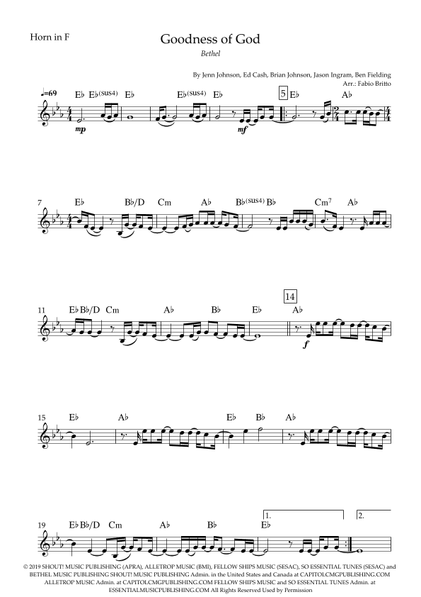 Goodness Of God (arr. Fabio Britto)