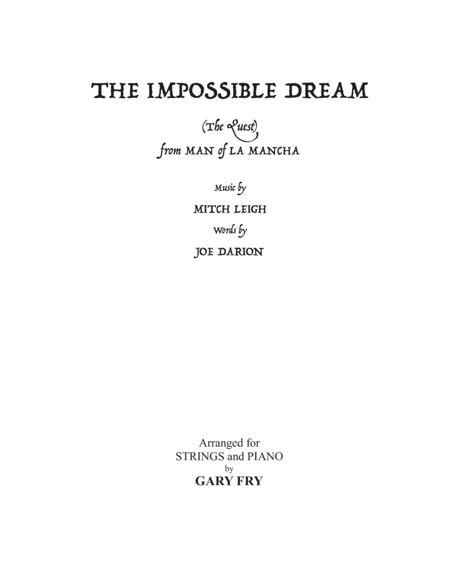 The Impossible Dream (the Quest) (arr. Gary Fry)