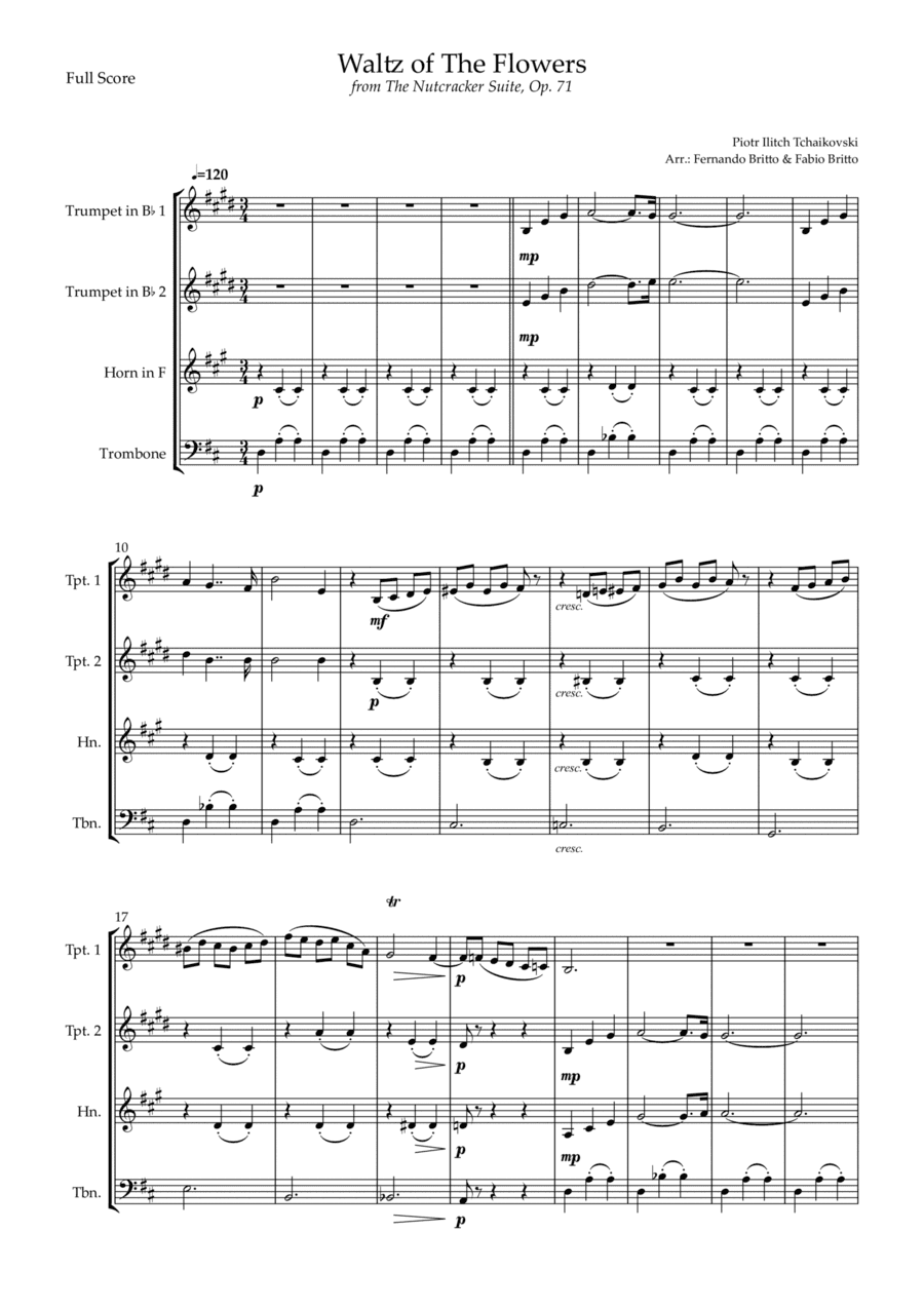 Waltz of The Flowers - from Nutcracker (P. I. Tchaikovsky) for Brass Quartet (arr. Fernando Britto, Fabio Britto)