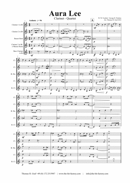 Aura Lee - Love me tender - Elvis - Clarinet Quartet (arr. Thomas H. Graf)