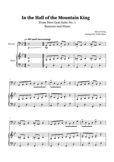 In The Hall Of The Mountain King - Bassoon and Piano (arr. Valdir Maia)