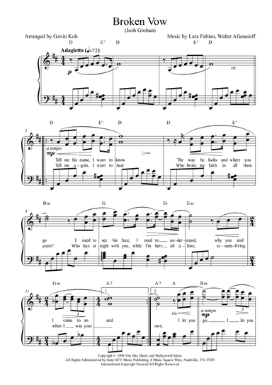 Broken Vow (arr. Gavin Koh)