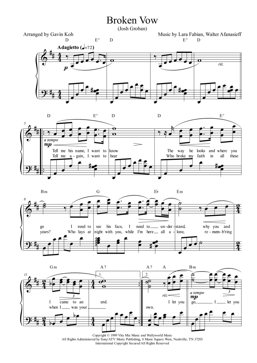Broken Vow (arr. Gavin Koh)