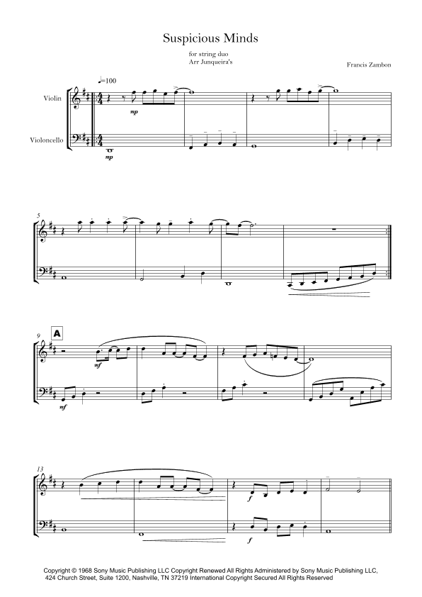 Suspicious Minds (arr. Junqueira's)