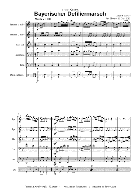 Bayerischer Defiliermarsch - German March - Oktoberfest - Brass Quintet (arr. Thomas H. Graf)