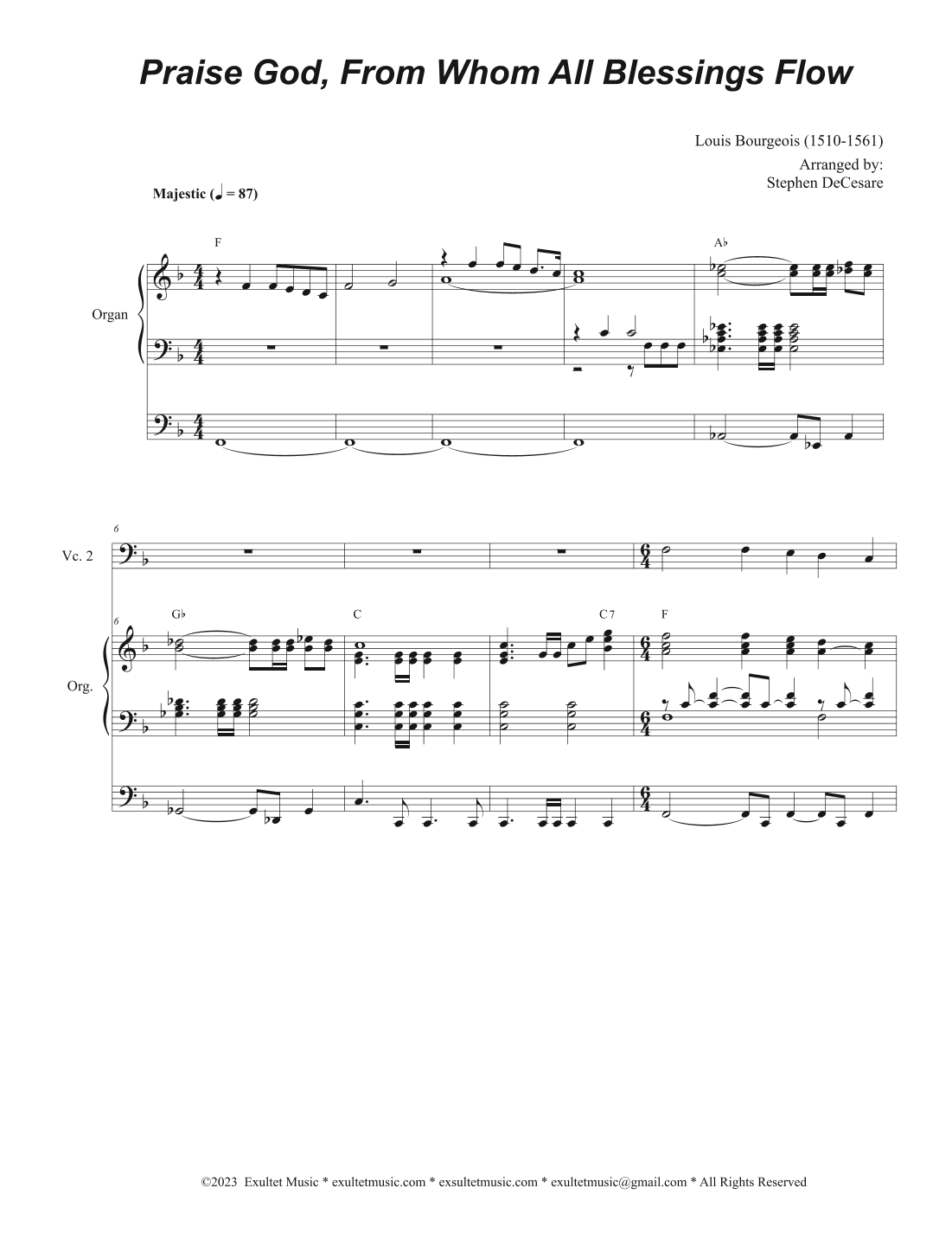 Praise God, From Whom All Blessings Flow (Cello Duet) (arr. Stephen DeCesare)