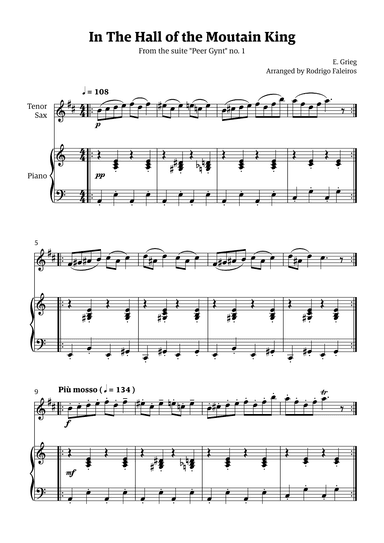 In the Hall of the Mountain King (for tenor sax solo w/ piano accompaniment) (arr. Rodrigo Faleiros)