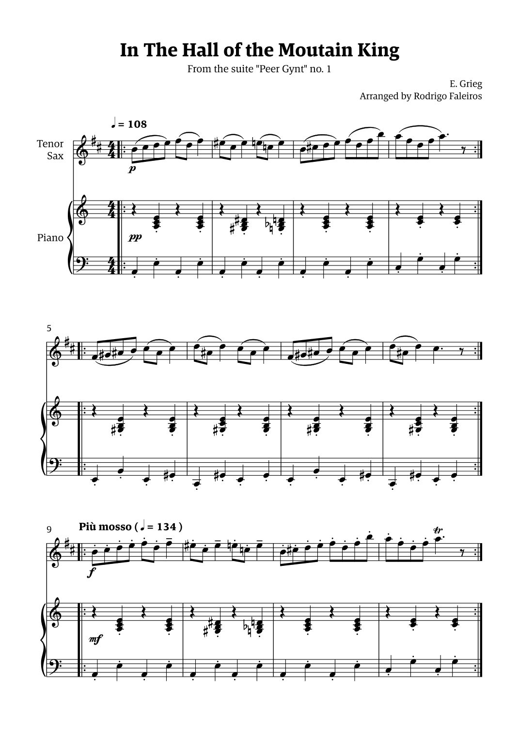In the Hall of the Mountain King (for tenor sax solo w/ piano accompaniment) (arr. Rodrigo Faleiros)