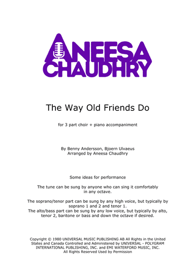 The Way Old Friends Do (arr. Aneesa Chaudhry)