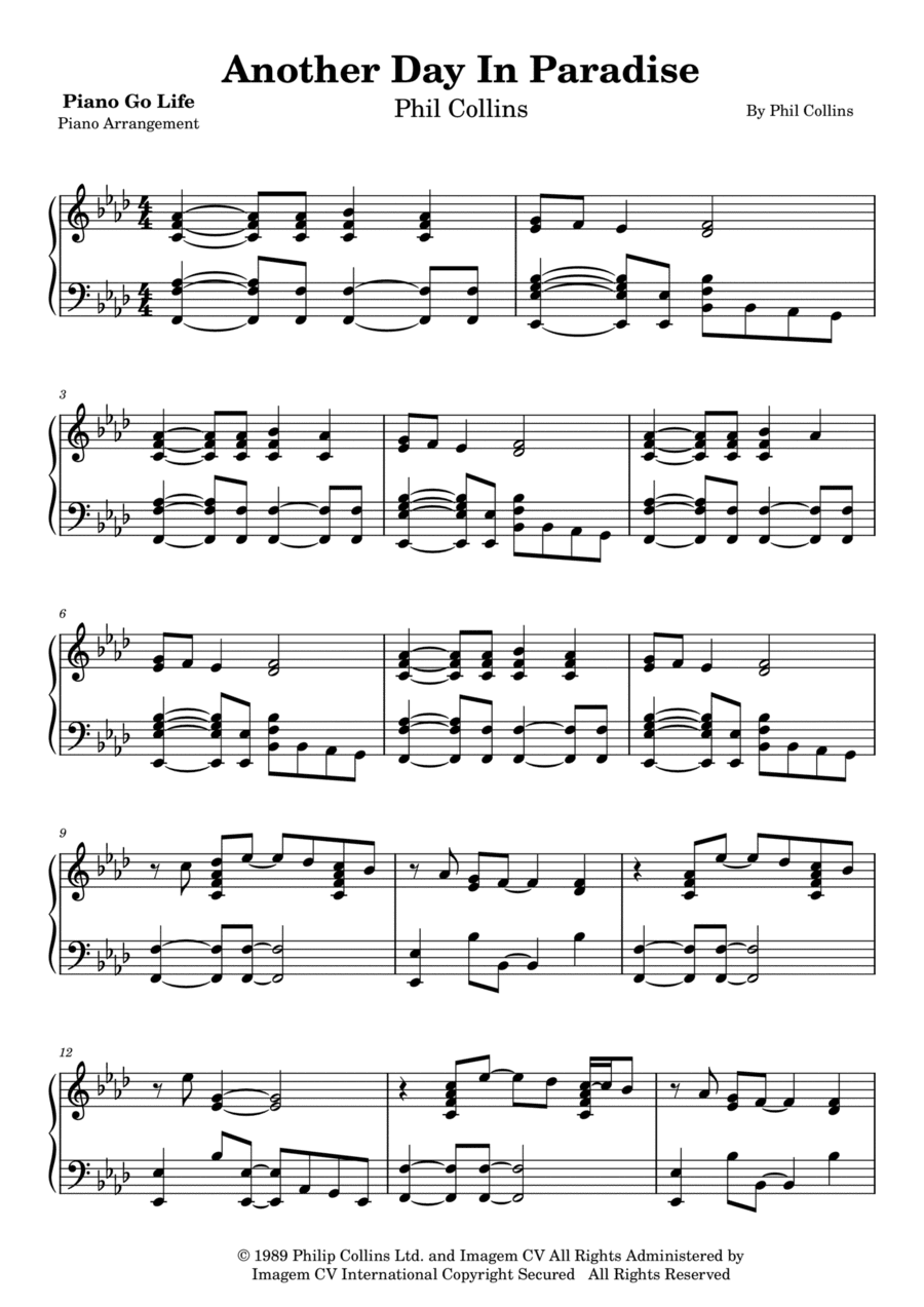 Another Day In Paradise (arr. Piano Go Life)