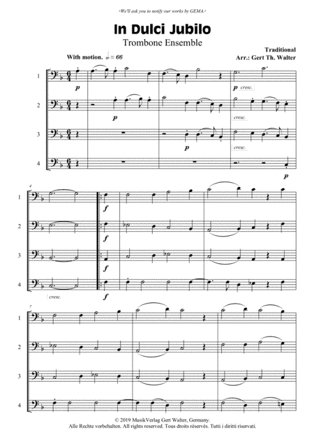 In Dulci Jubilo (arr. Gert Th. Walter)